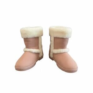 Bebe Girls Pink Faux Fur Winter Boots Size 2 Mid Calf Cozy Lined